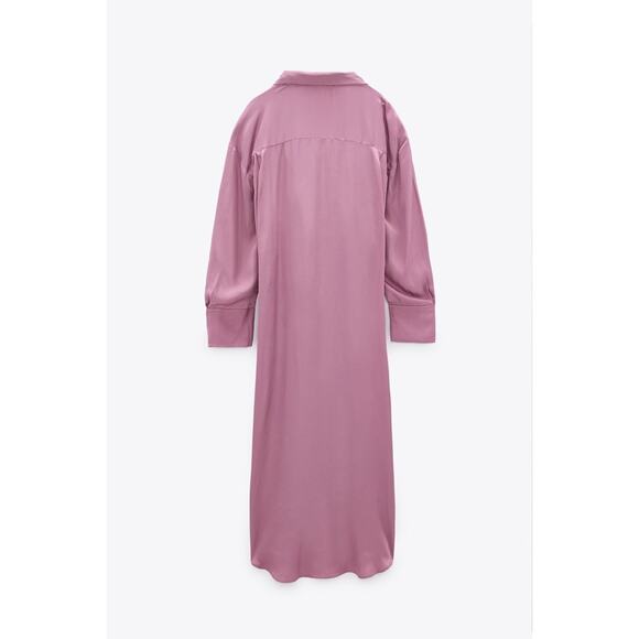 Zara Satin Effect Faux Wrap Midi Dress - Picture 14 of 16